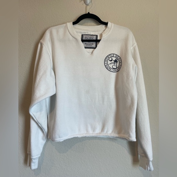 Sweaters - Pacific & Co White Myrtle Beach Oversized Locations Sweater SZ S